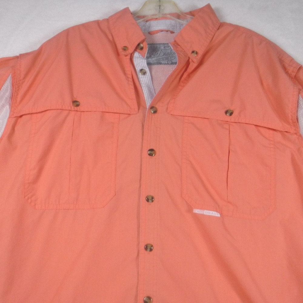 Lady Drake Boyfriend Cut Fishing Shirt Coral Orange Womens Medium Long Sleeve - Picture 5 of 10